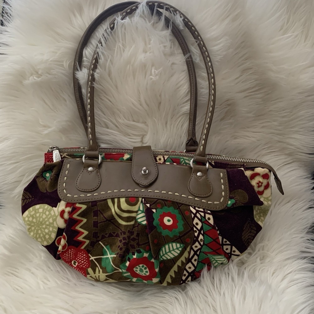 OILILY Velvet Floral Print Shoulder‎ Bag Purse